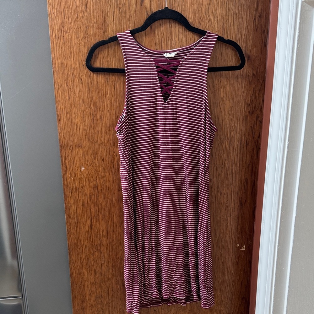 Aeropostale Maroon and White Striped Dress